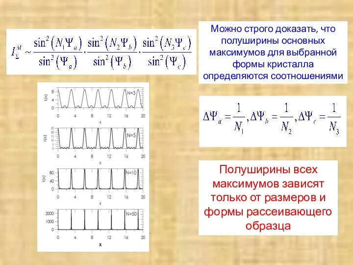 Можно строго доказать, что полуширины основных максимумов для выбранной формы