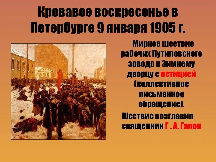 Кровавое воскресенье в Петербурге 9 января 1905 г. Мирное шествие