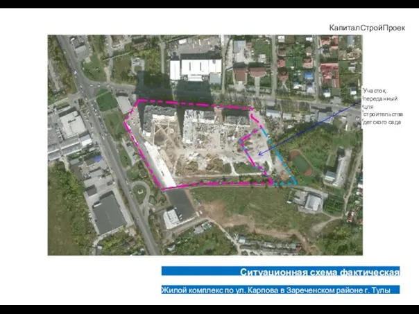 КапиталСтройПроект Участок, переданный цля строительства детского сада Ситуационная схема фактическая