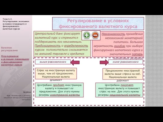 Регулирование в условиях фиксированного валютного курса Волгатех Курс «Финансовые и