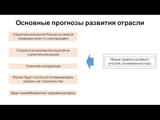 Основные прогнозы развития отрасли Строительный рынок России останется «инерционным» и