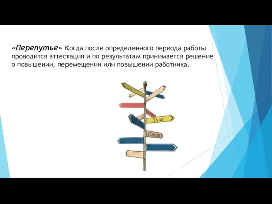 «Перепутье» Когда после определенного периода работы проводится аттестация и по