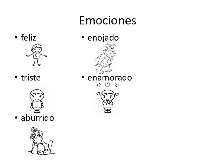 Emociones feliz triste aburrido enojado enamorado