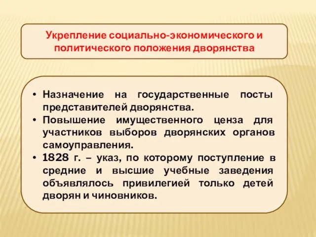 Укрепление социально-экономического и политического положения дворянства Назначение на государственные посты