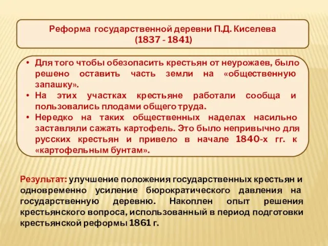 Реформа государственной деревни П.Д. Киселева (1837 - 1841) Для того