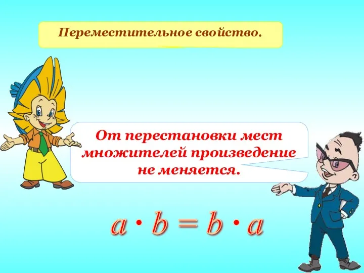 От перестановки мест множителей произведение не меняется. Переместительное свойство.