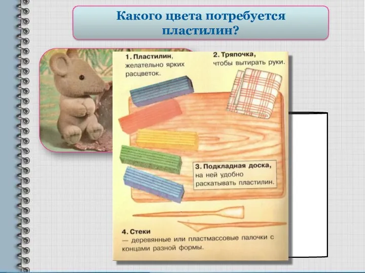 Готовим рабочее место Какого цвета потребуется пластилин?