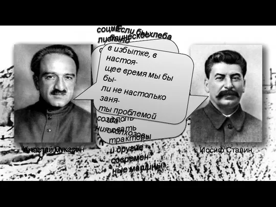 Николай Бухарин Поднять цены на хлеб на 20%. Иосиф Сталин