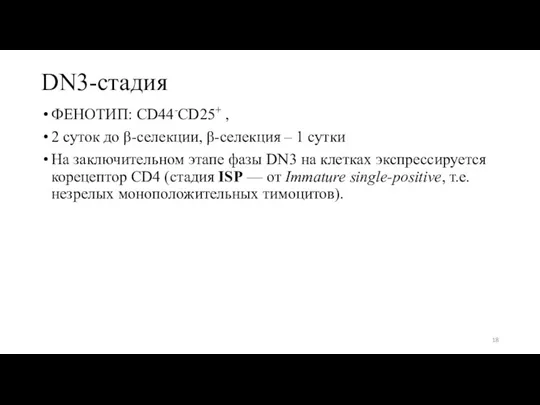 ФЕНОТИП: CD44-CD25+ , 2 суток до β-селекции, β-селекция – 1