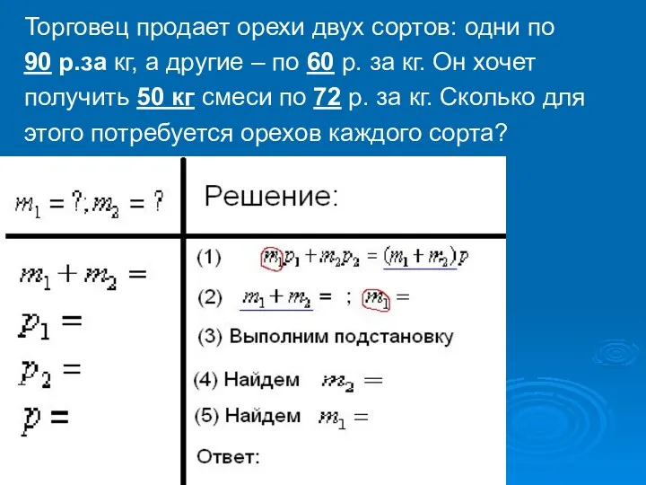 Торговец продает орехи двух сортов: одни по 90 р.за кг,