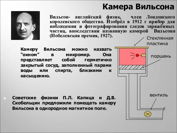 Камеру Вильсона можно назвать “окном” в микромир. Она представляет собой