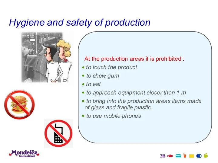 Hygiene and safety of production At the production areas it