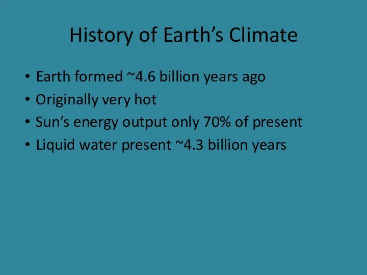 History of Earth’s Climate