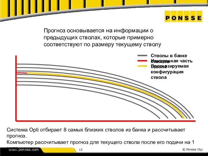 Прогноз основывается на информации о предыдущих стволах, которые примерно соответствуют по размеру текущему