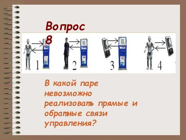 В какой паре невозможно реализовать прямые и обратные связи управления? Вопрос 8