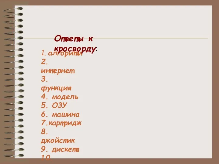 1. алгоритм 2. интернет 3. функция 4. модель 5. ОЗУ