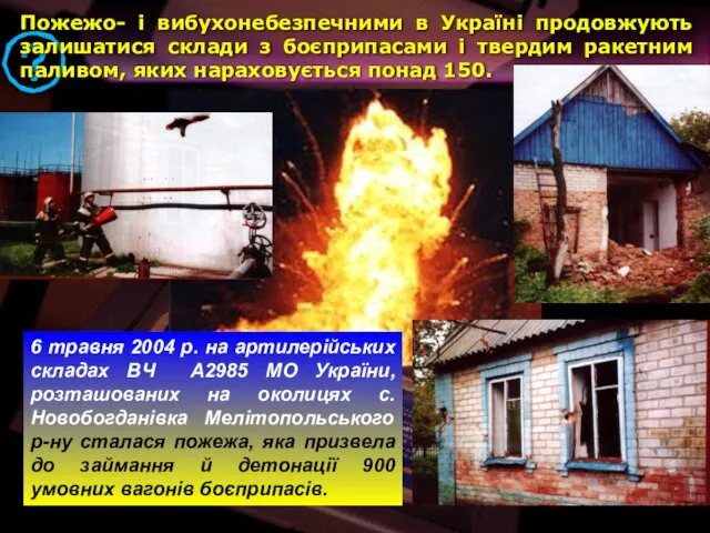 Пожежо- і вибухонебезпечними в Україні продовжують залишатися склади з боєприпасами