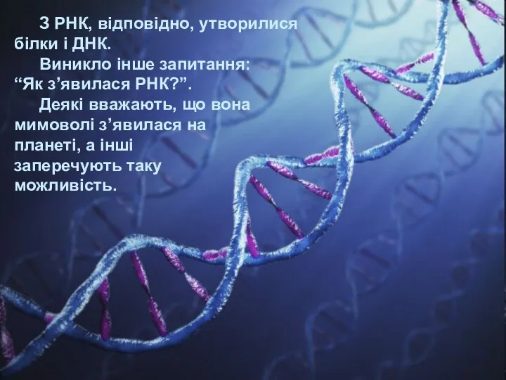 З РНК, відповідно, утворилися білки і ДНК. Виникло інше запитання: