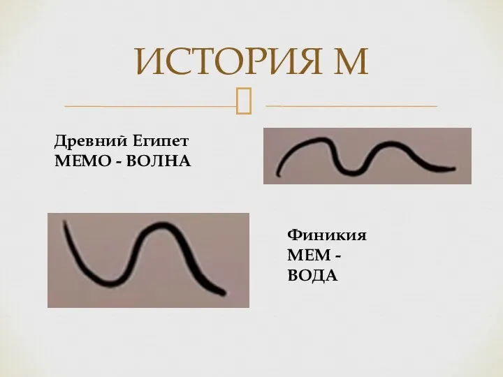 ИСТОРИЯ М Древний Египет МЕМО - ВОЛНА Финикия МЕМ - ВОДА