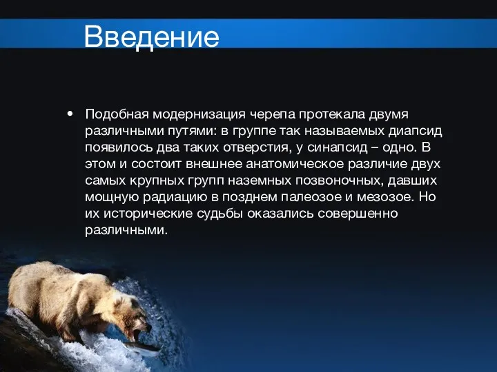 Введение Подобная модернизация черепа протекала двумя различными путями: в группе