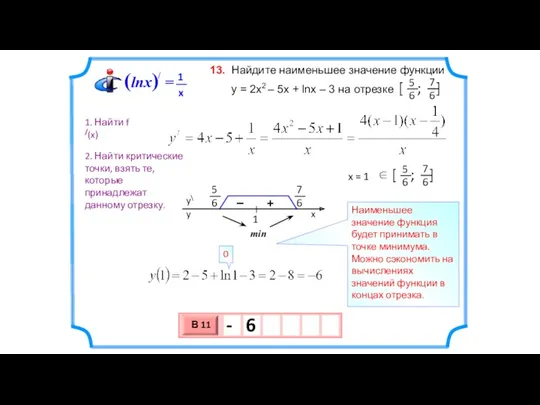 Найдите наименьшее значение функции y = 2х2 – 5x +