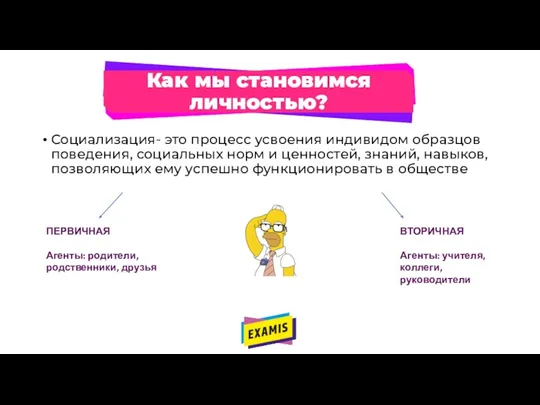 Как мы становимся личностью? Социализация- это процесс усвоения индивидом образцов поведения, социальных норм