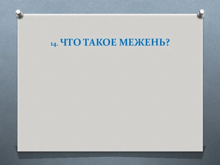 14. ЧТО ТАКОЕ МЕЖЕНЬ?