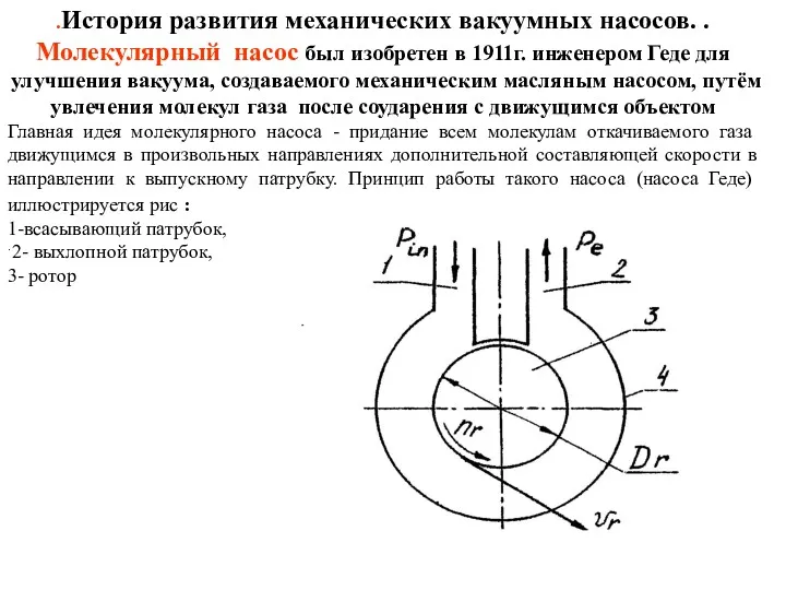 .История развития механических вакуумных насосов. . Молекулярный насос был изобретен