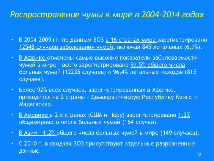 В 2004-2009 гг. по данным ВОЗ в 16 странах мира