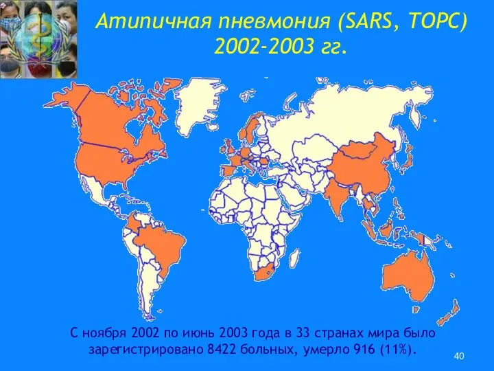 Атипичная пневмония (SARS, ТОРС) 2002-2003 гг. С ноября 2002 по