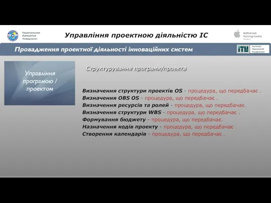 Управління проектною діяльністю ІС Провадження проектної діяльності інноваційних систем Структурування