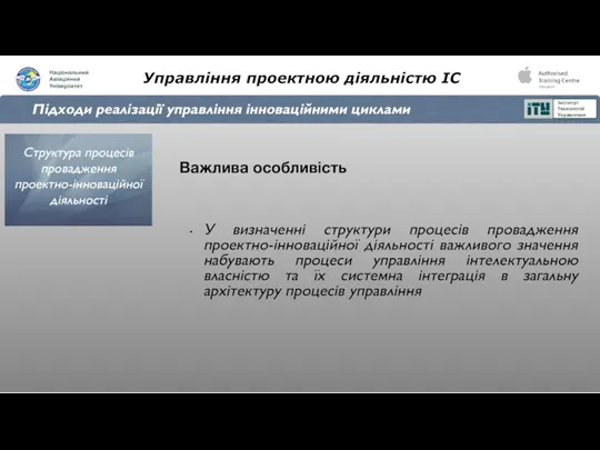 Управління проектною діяльністю ІС Підходи реалізації управління інноваційними циклами Структура