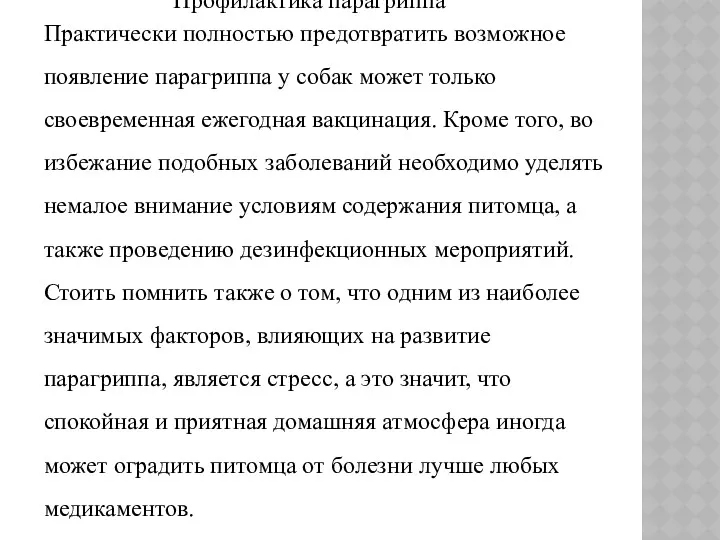 Профилактика парагриппа Практически полностью предотвратить возможное появление парагриппа у собак