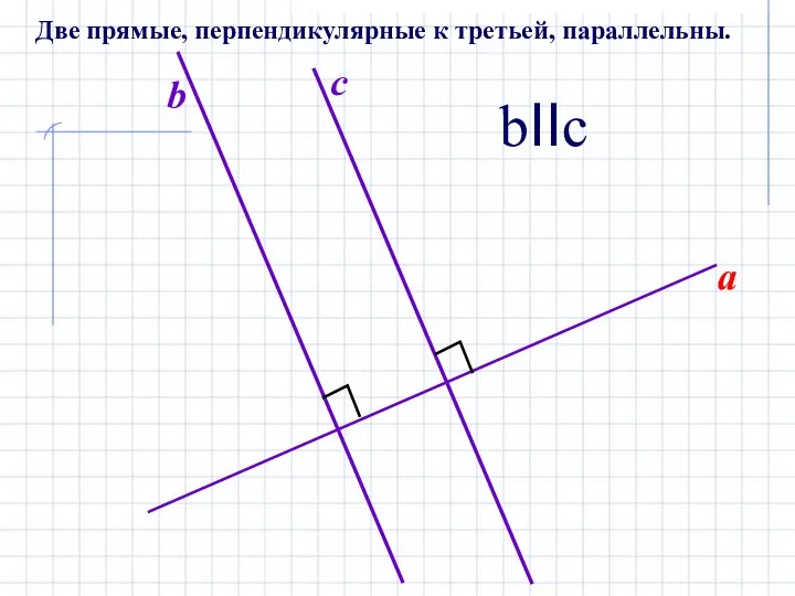 a b c bIIc Две прямые, перпендикулярные к третьей, параллельны.