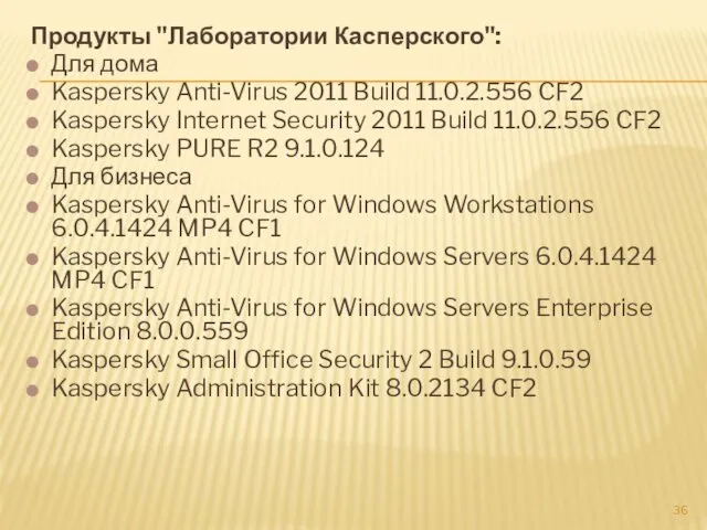 Продукты "Лаборатории Касперского": Для дома Kaspersky Anti-Virus 2011 Build 11.0.2.556
