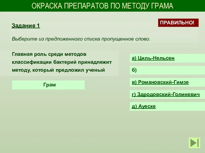 ОКРАСКА ПРЕПАРАТОВ ПО МЕТОДУ ГРАМА Главная роль среди методов классификации