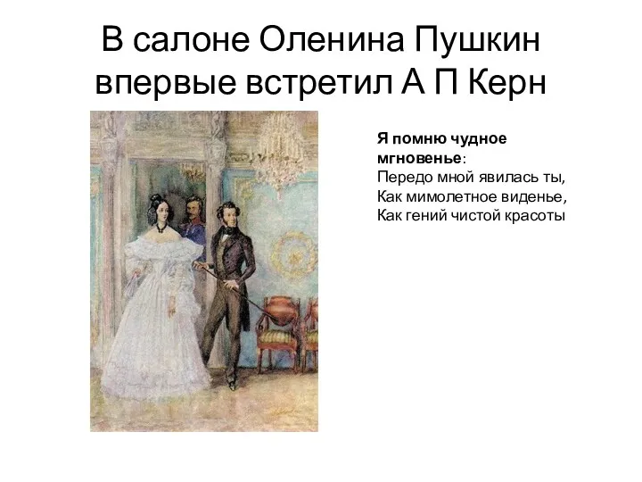В салоне Оленина Пушкин впервые встретил А П Керн Я