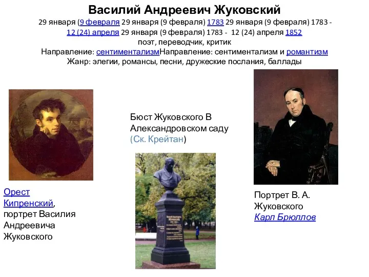 Василий Андреевич Жуковский 29 января (9 февраля 29 января (9 февраля) 1783 29