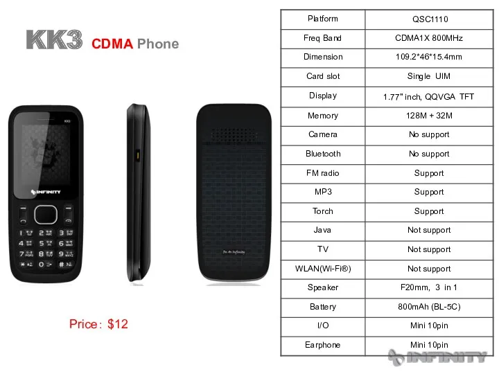 KK3 CDMA Phone Price： $12