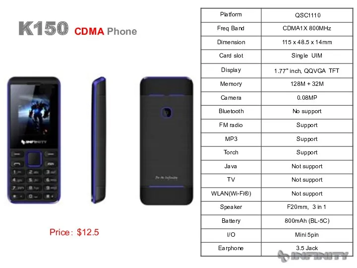 K150 CDMA Phone Price： $12.5