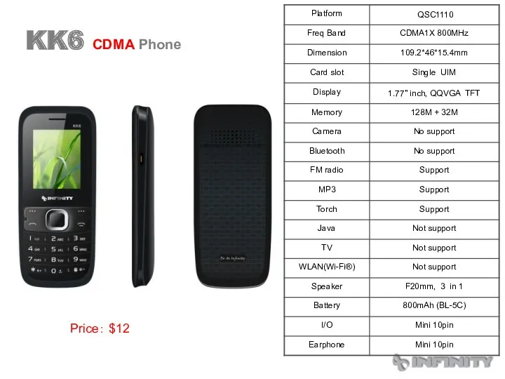 KK6 CDMA Phone Price： $12