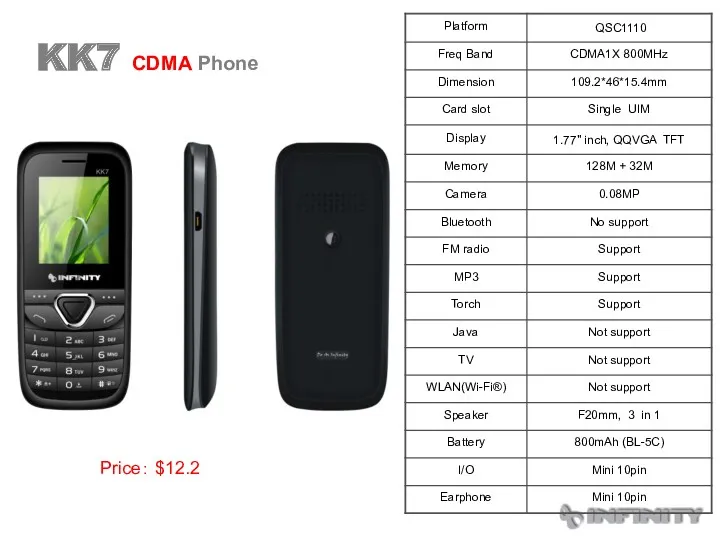 KK7 CDMA Phone Price： $12.2