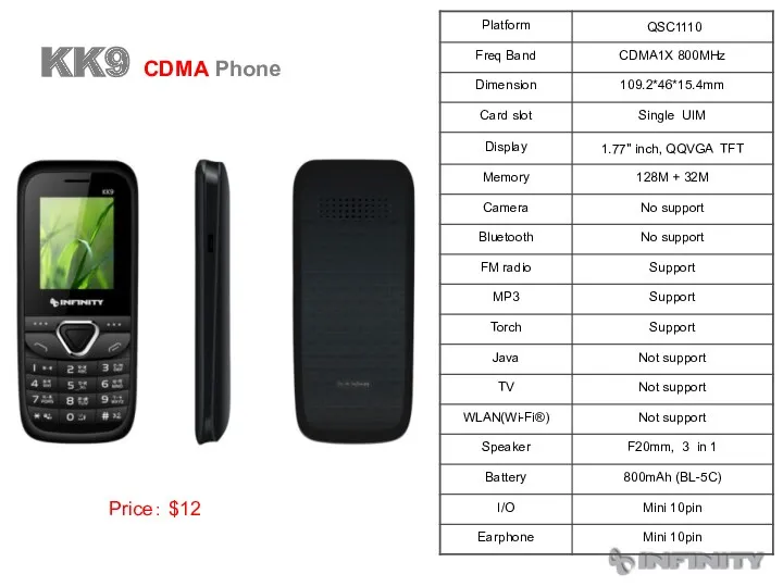 KK9 CDMA Phone Price： $12