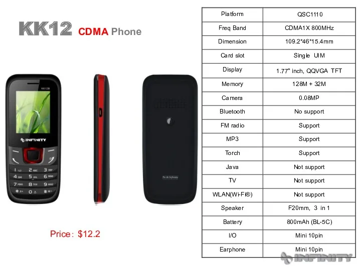 KK12 CDMA Phone Price： $12.2