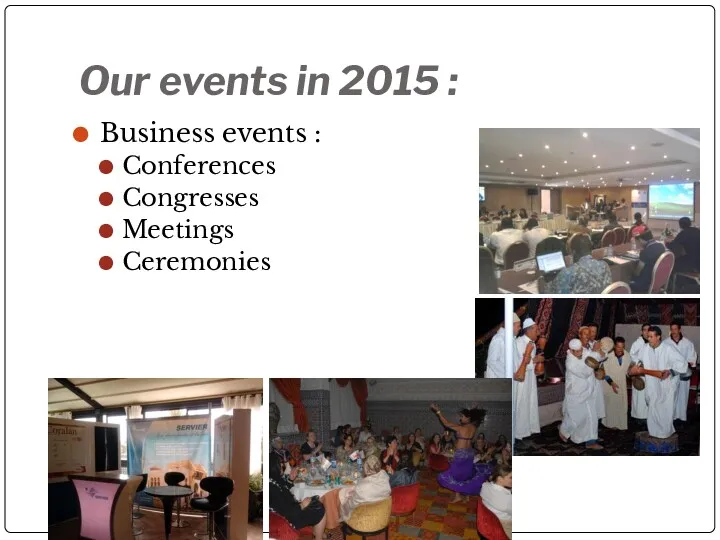 Our events in 2015 : Business events : Conferences Congresses Meetings Ceremonies