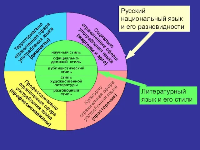 Русский национальный язык и его разновидности Литературный язык Литературный язык и его стили