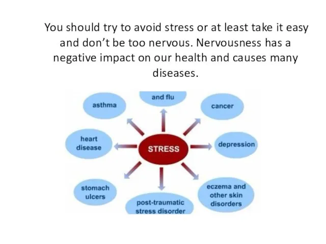 You should try to avoid stress or at least take