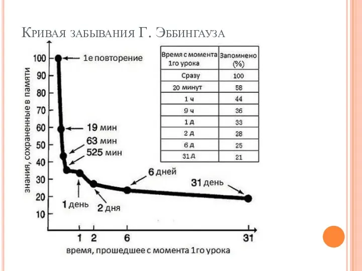 Кривая забывания Г. Эббингауза