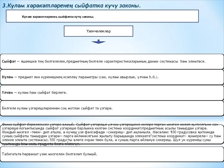 3.Күләм хәрәкәтләренең сыйфатка күчү законы. Күләм хәрәкәтләренең сыйфатка күчү законы. Үзенчәлекләр