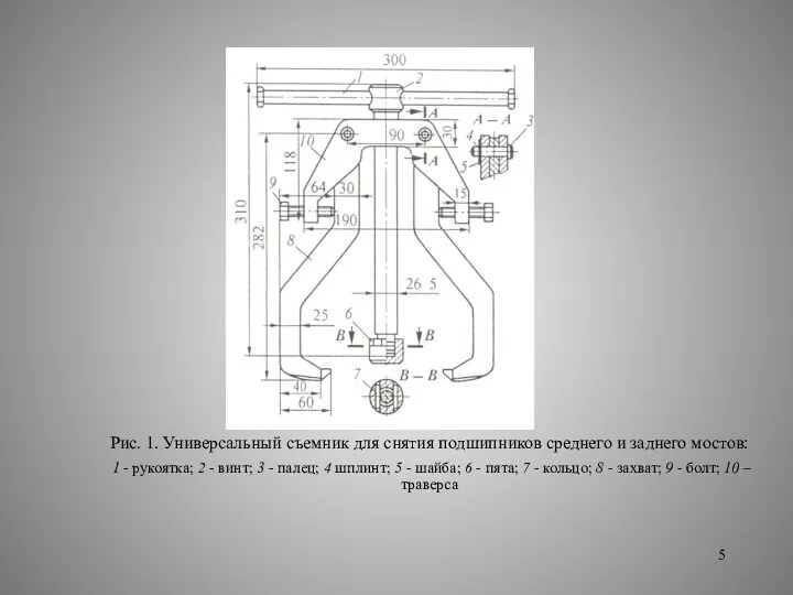 Рис. 1. Универсальный съемник для снятия подшипников среднего и заднего